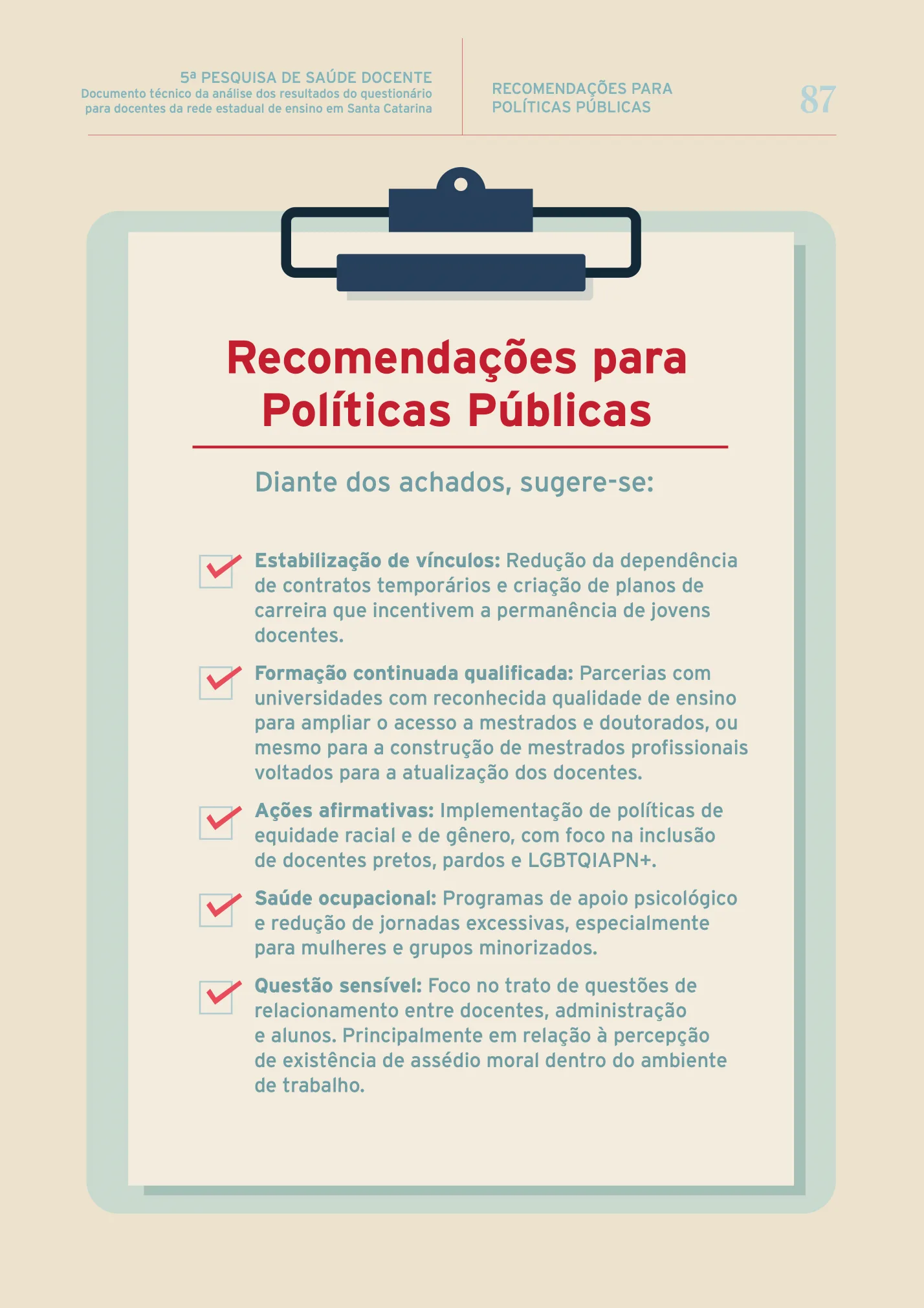 Página de recomendações para políticas públicas